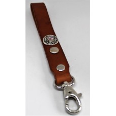 VGP Key Lanyard Light Brown, Florentine Crystal Rivet, Total Length 18,5cm,  W/ Nickel Trigger Snap